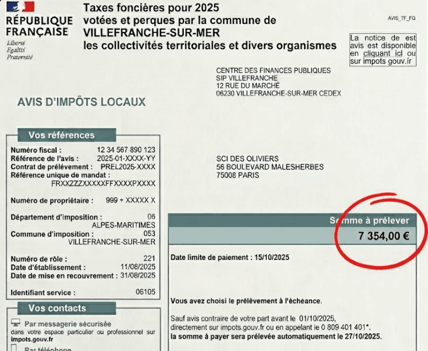 Avis de taxe foncière 2025