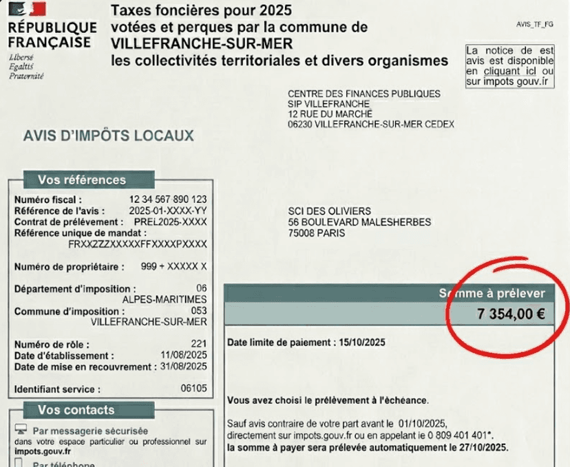 Avis de taxe foncière 2025